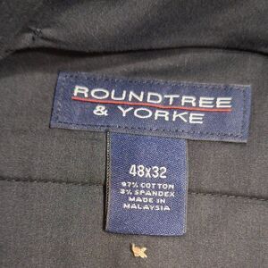 Roundtree & Yorke Big & Tall Work Slacks Navy Blue Khakis 48/32
